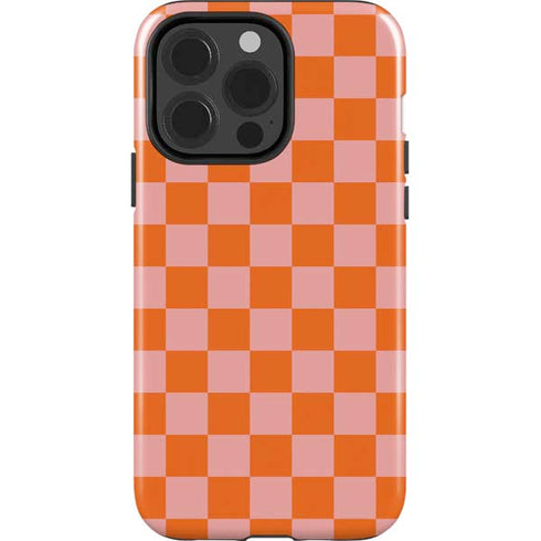 Orange Checkered iPhone 15 Pro Impact Case